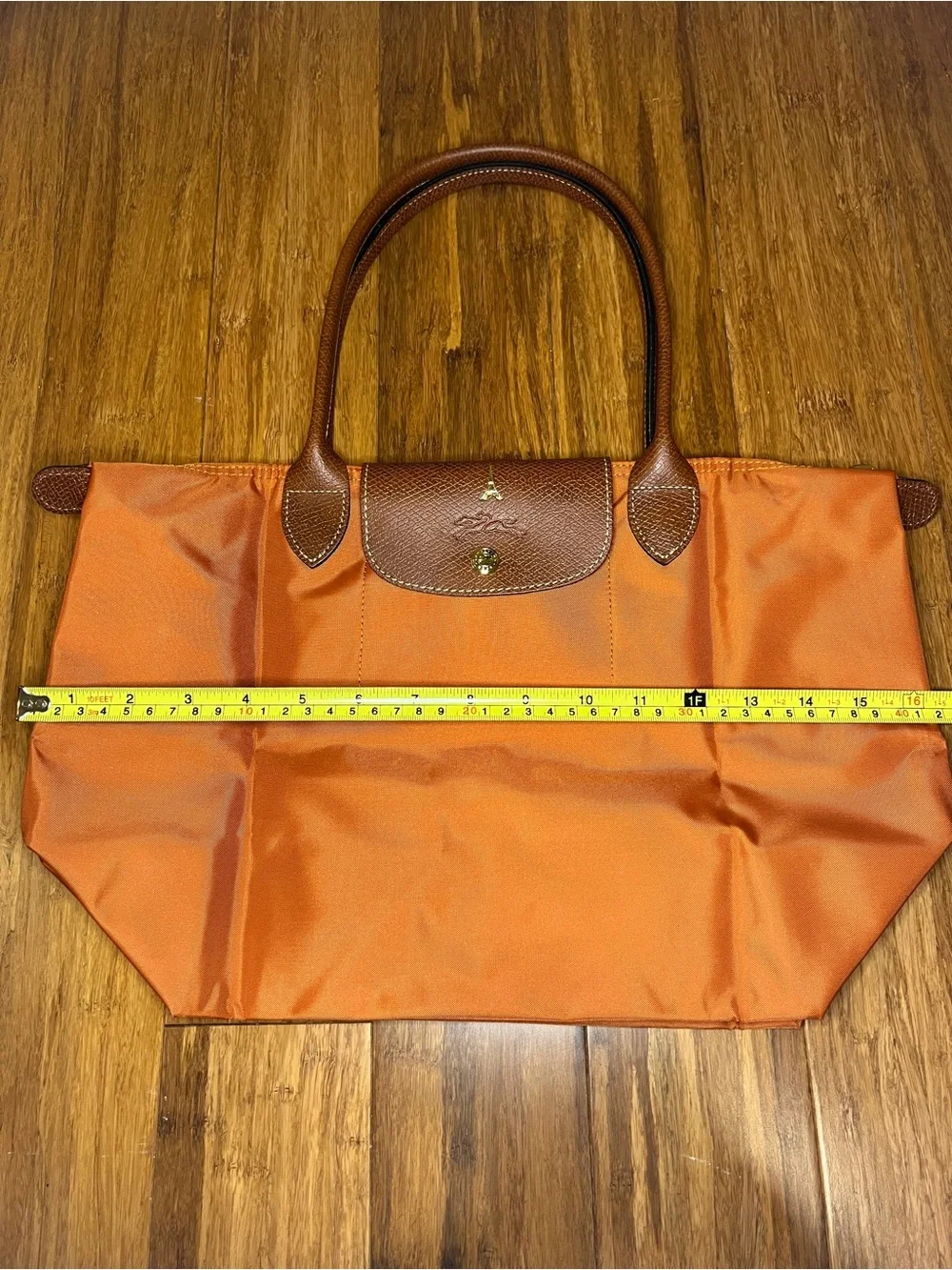 Longchamp Le Pliage Original M Tote Brick Orange PARIS Eiffel Tower stamp NWOT